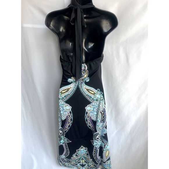Always Indigo Black Soft Halter Neck Long Dress Maxi Boho Blue S Ethnic Cute - Picture 5 of 9